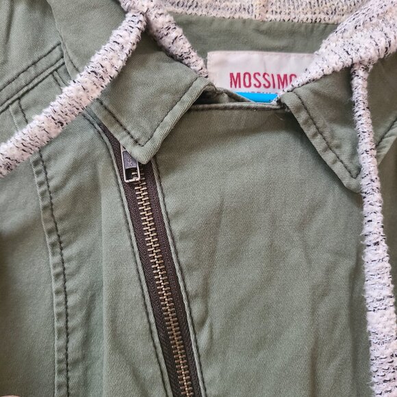 Mossimo Supply Co Army Green Hooded Jacket with Knit Grey Sleeves Plus Size XXL - Picture 4 of 9